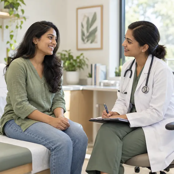 A patient speaking with a doctor